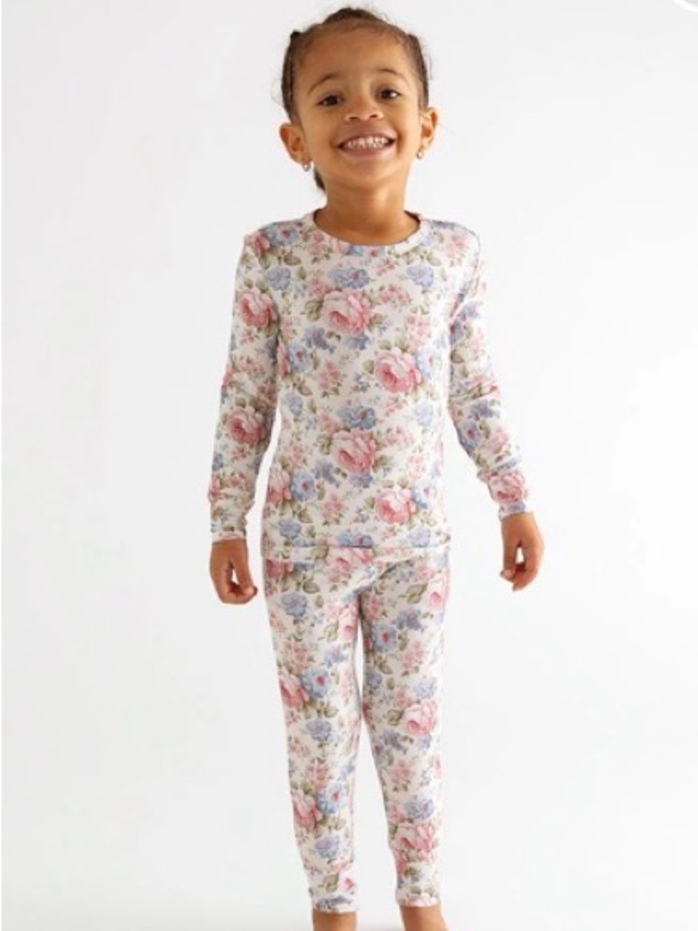 Posh Peanut Etta Girls Floral Long Sleeve Pajama Set - Pink Floral NEW